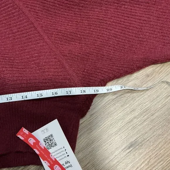 Cider Burgundy Wrap Crop Sweater NWT Size Large Ribbed Knit - Picture 8 of 10